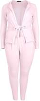 Thumbnail for your product : boohoo Plus Belted Wrap Suit Co-ord