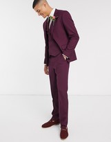 Thumbnail for your product : ASOS DESIGN wedding skinny suit jacket in burgundy