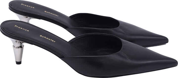 Proenza Schouler Spike Pointed-Toe Mules in Black Cow Leather