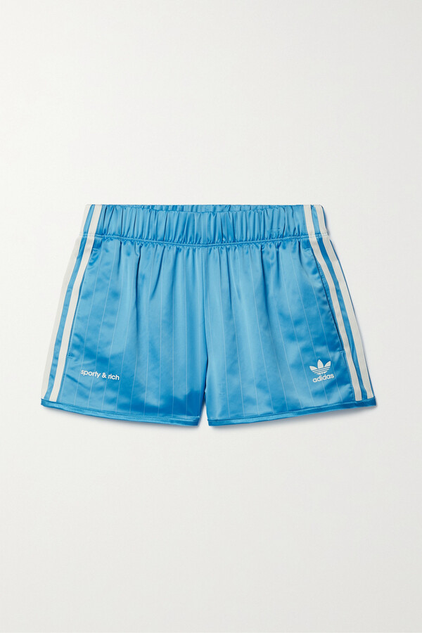 adidas + Sporty & Rich Pinstriped Recycled-satin Shorts - Blue - ShopStyle