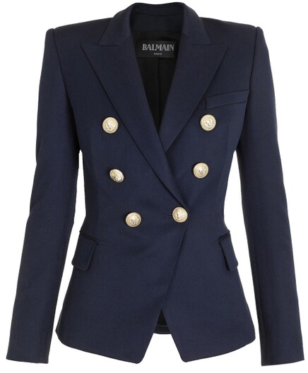Balmain 6 Lion Button Wool Jacket Marine Blue - ShopStyle Blazers