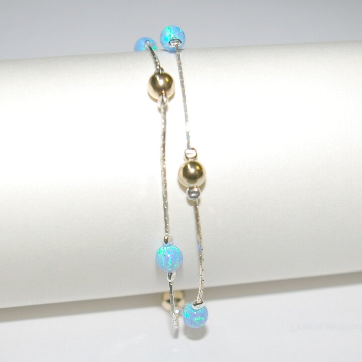 Etsy 4 Pieces Opal & Gold Filled Beads Sterling Silver 925 Bracelets Lot - Handcrafted Custom Made To Your