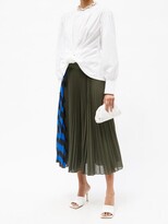 Thumbnail for your product : Proenza Schouler High-rise Pleated Striped Crepe Midi Skirt - Green