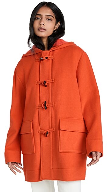 hooded wool toggle coat