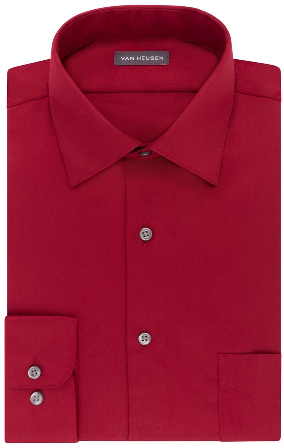 Van heusen lux sateen regular stretch long sleeve dress shirt Clearance