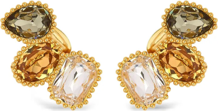 Oscar de la Renta Emerald-Cut Crystal-Embellhisments Earrings