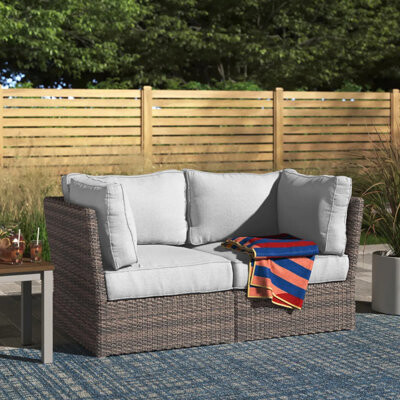 Highland Dunes Outdoor Wicker Loveseat With Cushions – Fully Assembled