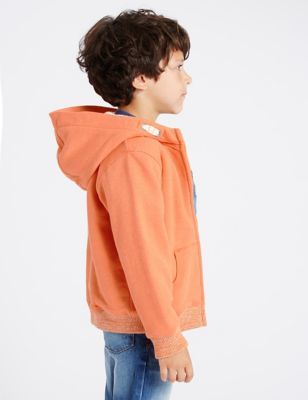 Marks and Spencer Cotton Rich Borg Lined Hoody Sweat Top (1-7 Years)