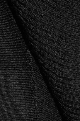 Rick Owens Asymmetric Ribbed Wool Cardigan - Black