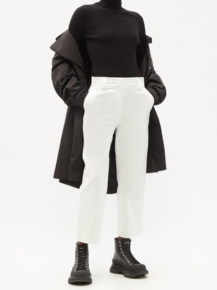 Moncler Cotton-gabardine Cropped Trousers - White