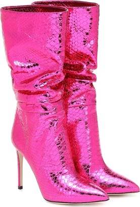 pink chunky heel boots
