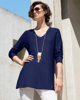 Thumbnail for your product : Eileen Fisher Petite Crisp Cotton Links Long-Sleeve V-Neck Tunic