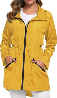 Mingfa.Y Women Long Raincoat With Hood Outdoor Lightweight Windbreaker Rain  Jacket Waterproof Ladies Rain Jacket with Hood plus Size - ShopStyle
