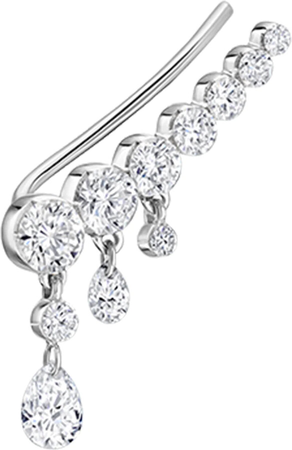 Maria Tash White Gold Curved Crescendo Bar Invisible Set Diamond Ear Climber