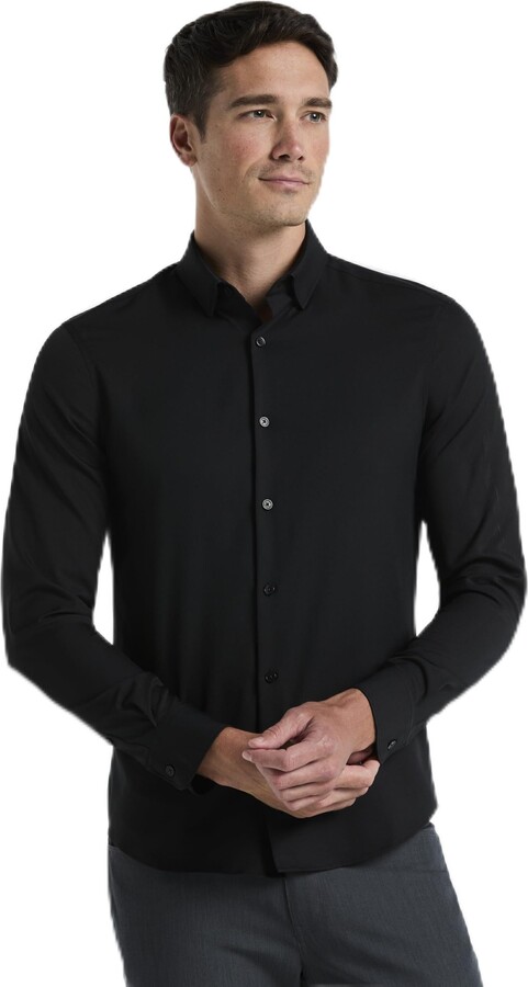 Perry Ellis Men's Long Sleeve Button-Front Ombre Shirt Blue