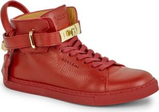 Buscemi Gold clasp mid-top leather trainers
