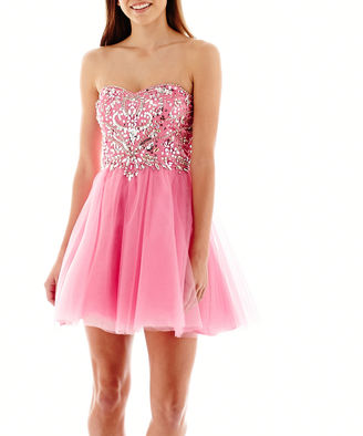 City Triangles Strapless Embellished-Bodice Fairy Tulle Dress