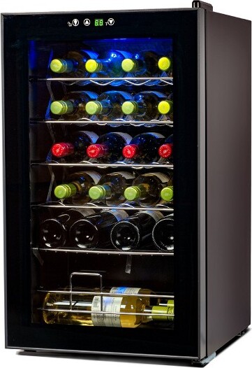 Black & Decker BLACK+DECKER24-BottleWineFridgewithLEDDisplay,InteriorLight,CompressorCooling&AdjustableTemp,IncludesWineRack