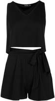 Thumbnail for your product : boohoo V Neck Top + Tie Short Co-Ord