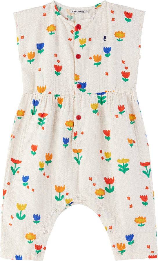 Bobo Choses Baby Off-White Garden Party All Over Woven Jumpsuit