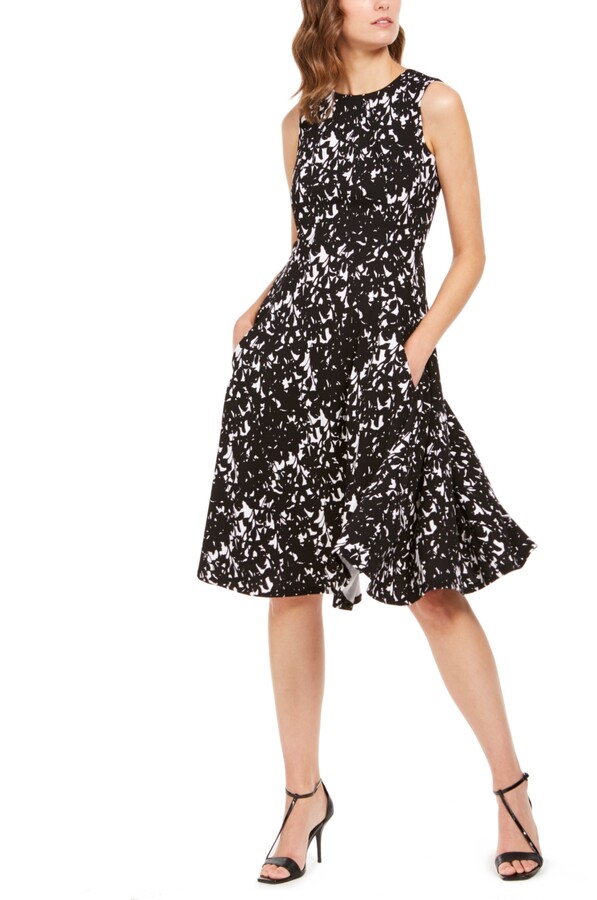 Calvin Klein Printed Fit & Flare Dress - ShopStyle