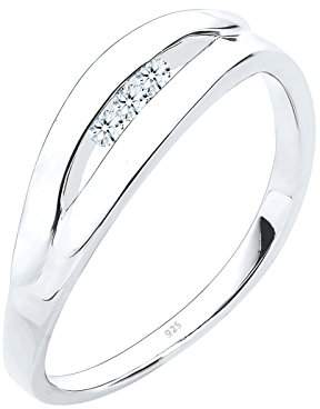 Diamore Women's 925 Sterling Silver 0.09 ct Xilion Cut White Diamond Ring