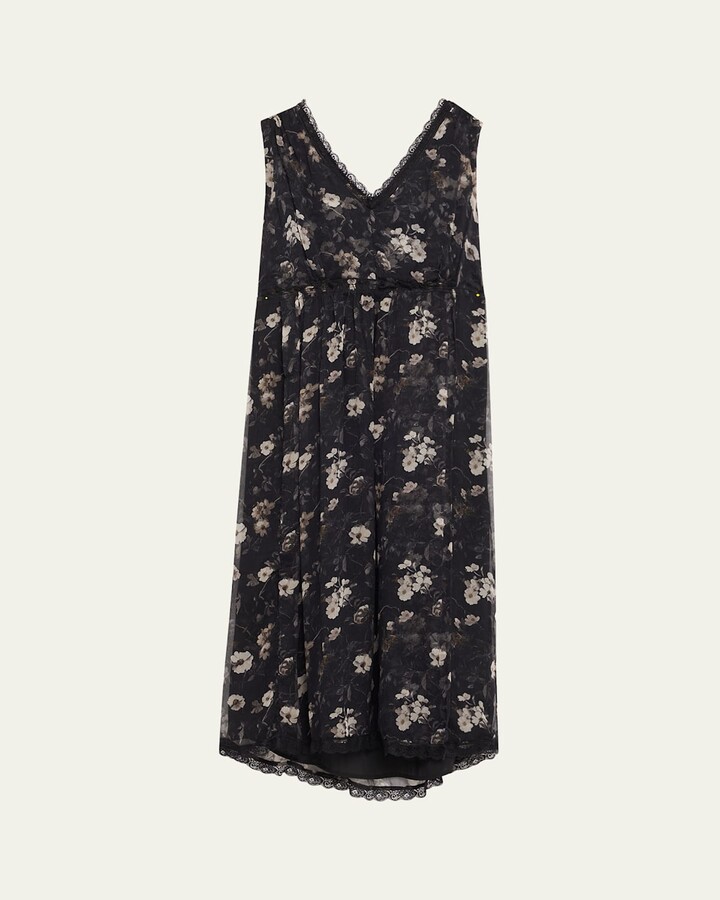 R 13 Sleeveless Floral Silk Midi Dress