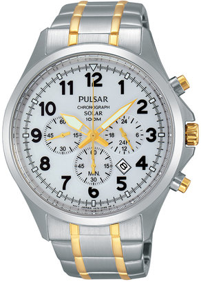 Pulsar Men's Solar Chronograph Two-Tone Stainless Steel Bracelet Watch 43mm PX5041