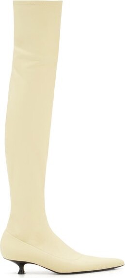 over the knee pointed toe flat boots