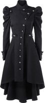 Thumbnail for your product : Jerfer Women's Gothic Steampunk Lapel Woolen Trench Coat Long Solid High Low Button Windbreaker Tuxedo Dress Jacket