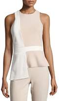 Thumbnail for your product : Cushnie Sleeveless Bicolor Top with Overlapping Panel, Khaki