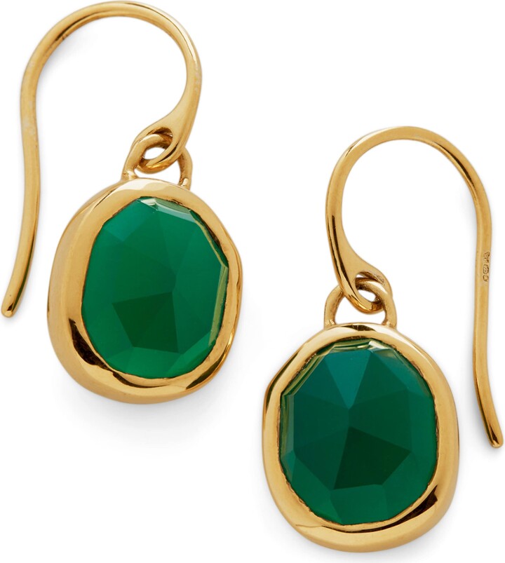 Monica Vinader Gold Vermeil and Green Onyx Siren Earrings