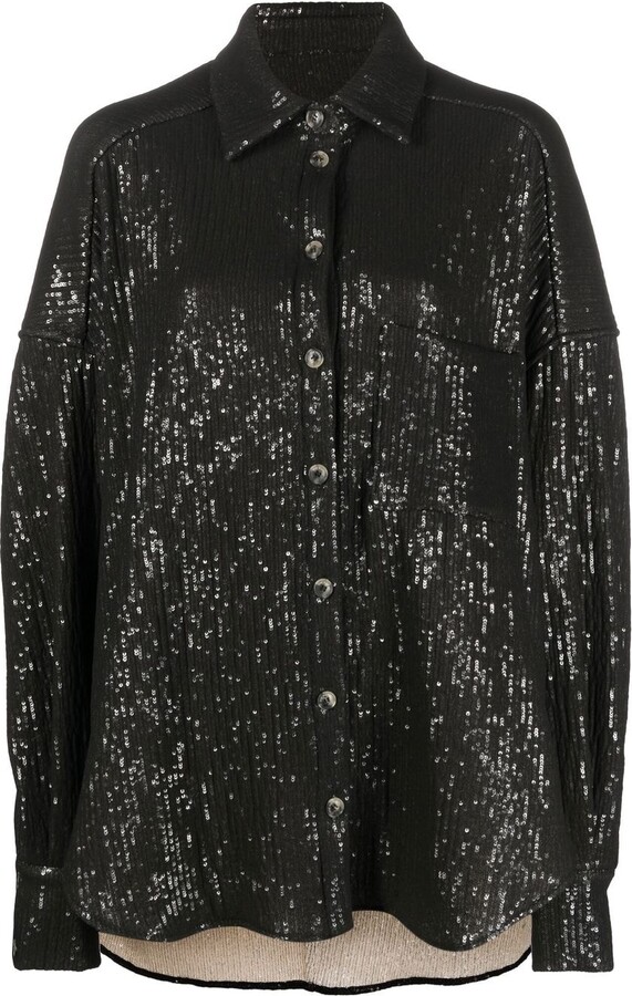 The Mannei Oversized Sequin-Embellished Shirt - ShopStyle Long Sleeve Tops