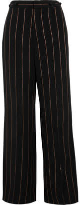 Chloé Metallic Striped Crepe Wide-leg Pants - Black