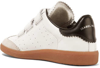 Isabel Marant Beth Logo-print Suede-trimmed Leather Sneakers - White