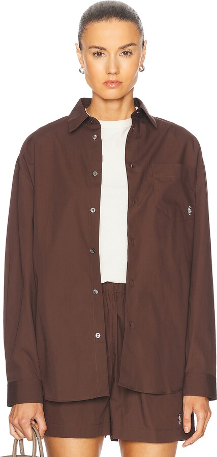 Sporty & Rich SRC Oversized Shirt in Brown