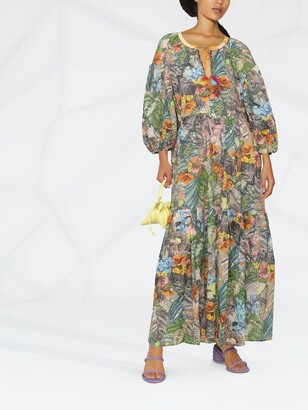 Anjuna Floral-Print Patchwork Midi Dress