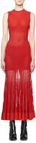 Thumbnail for your product : Alexander McQueen Sleeveless Crewneck Ottoman-Knit Sheer Bottom Long Dress