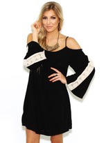 Thumbnail for your product : West Coast Wardrobe Sweetie Cold Shoulder Dress w/lace detail In Black