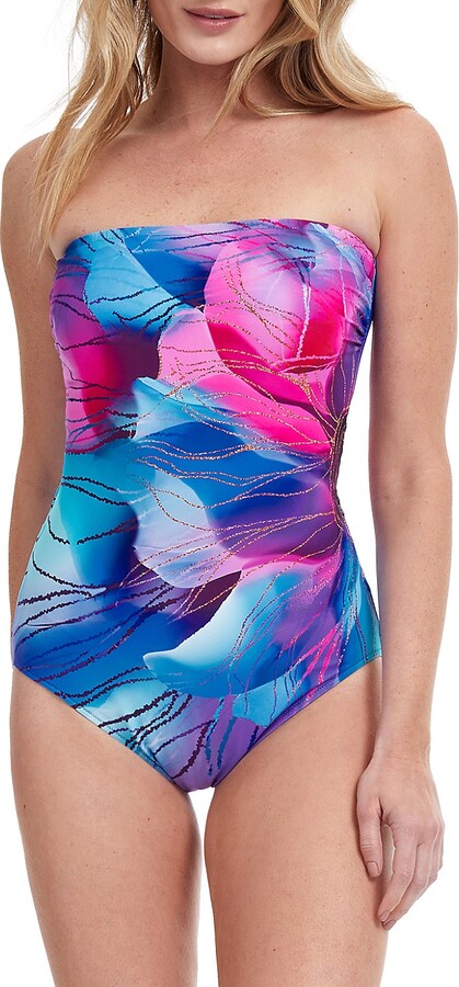 Gottex Swimwear Golden Blossom Bandeau One-Piece Swimsuit - ShopStyle