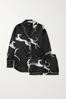 Thumbnail for your product : Olivia von Halle Alba Printed Silk-satin Pajama Set - Black