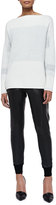 Thumbnail for your product : Vince Tonal Colorblock Knit Sweater & Knit-Cuff Leather Jogging Trousers