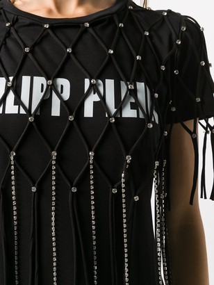 Philipp Plein lattice-overlay T-shirt dress