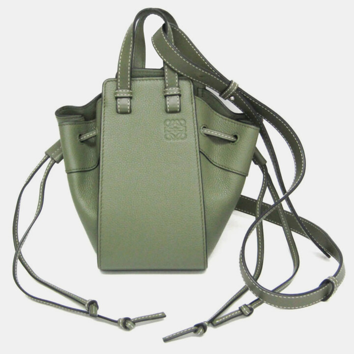 Loewe Green Leather Hammock Drawstring Mini Shoulder Bag