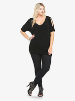 Thumbnail for your product : Torrid Cold Shoulder Cinched Tunic Top