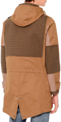Valentino Patchwork Hooded Duffle Coat, Olive/Khaki