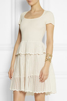 Thumbnail for your product : Alexander McQueen Ribbed and open-knit peplum dress