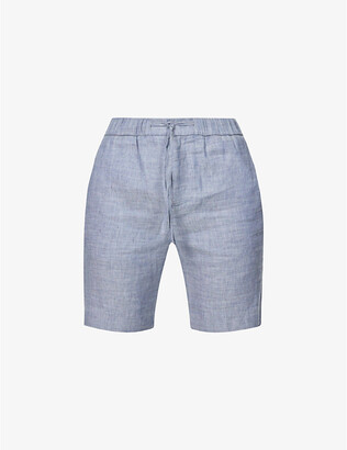 Frescobol Carioca Felipe high-rise linen-cotton blend shorts