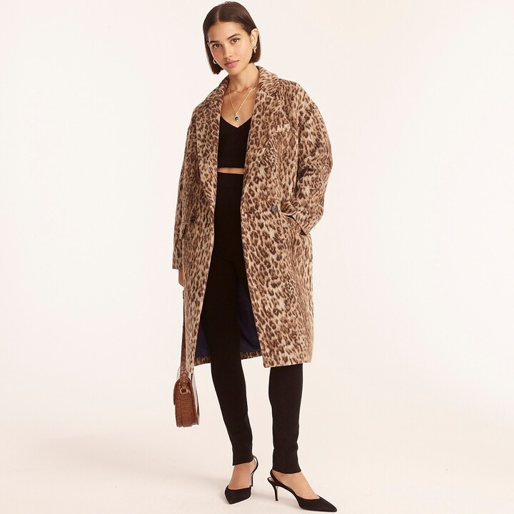 j crew leopard topcoat
