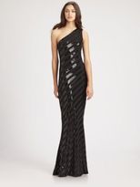Thumbnail for your product : David Meister Striped Sequined Gown